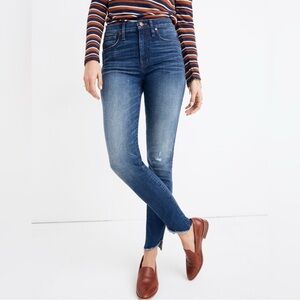 Madewell 10" High Rise Skinny Jeans Cutout Tulip Hem Edition in Matson Wash